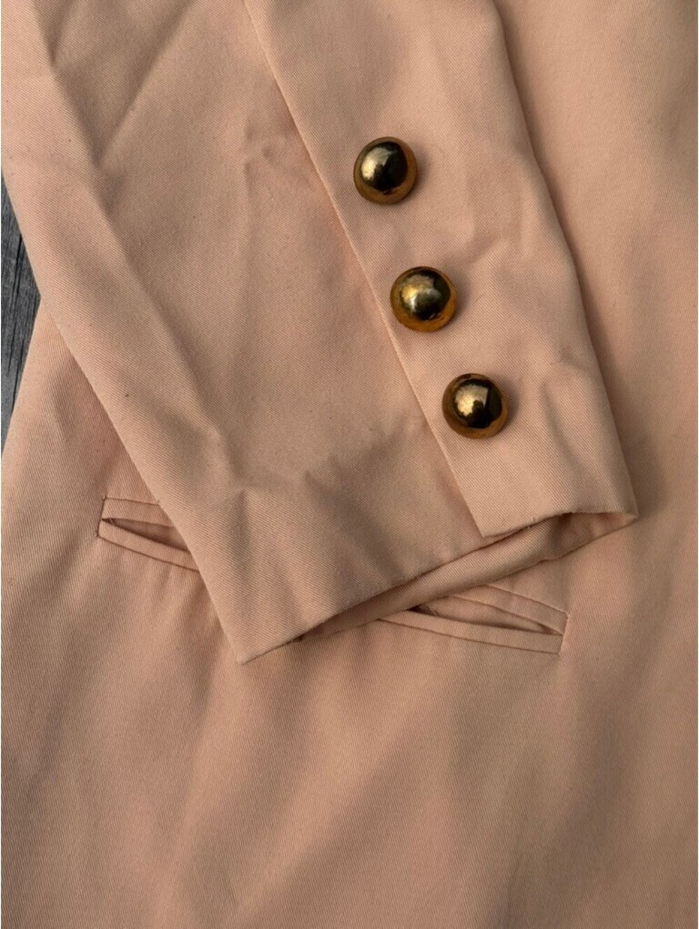 Vintage Apart Women’s Peach Longline Collarless Blazer Size 10‎ Gold Buttons USA - Picture 6 of 10